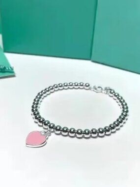 Tiffany & Co. Pink Heart Enamel Bracelet S925